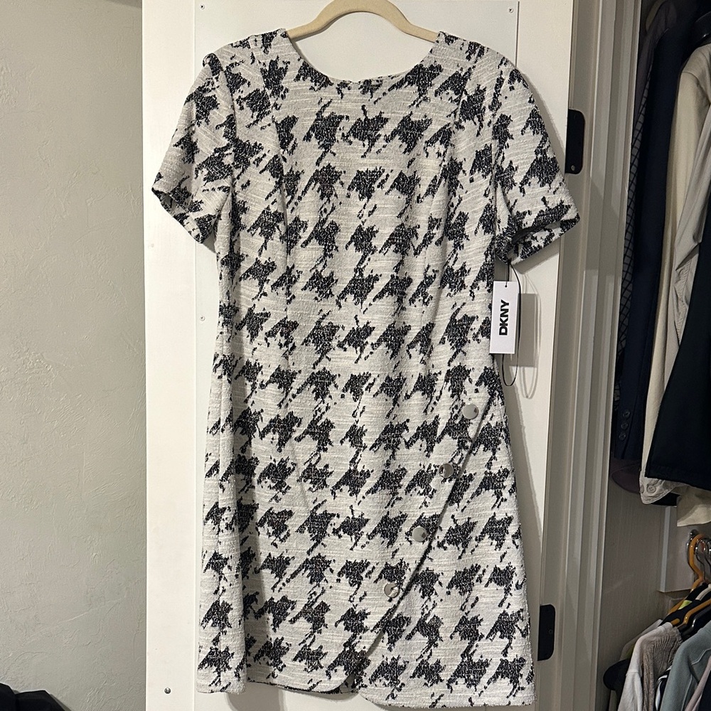 DKNY Monochrome Houndstooth Mini Dress